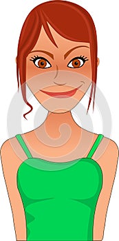 Clip art bitmap sassy redhead woman in green top photo